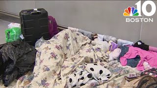 Healey and Wu tour new temporary migrant shelter in Boston