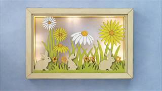 Bunnies And Daisies LED Shadow Box - Item #49528