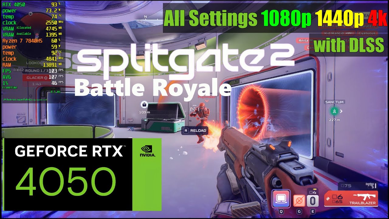 Splitgate 2 Battle Royale RTX 4050 laptop Test | All Settings 1080p 1440p 4K | HP Victus 16