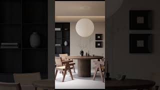 Mid-Century Modern Home with Akari Paper Pendant Lamp & Organic Solid Teak & Netural Cane Armchair