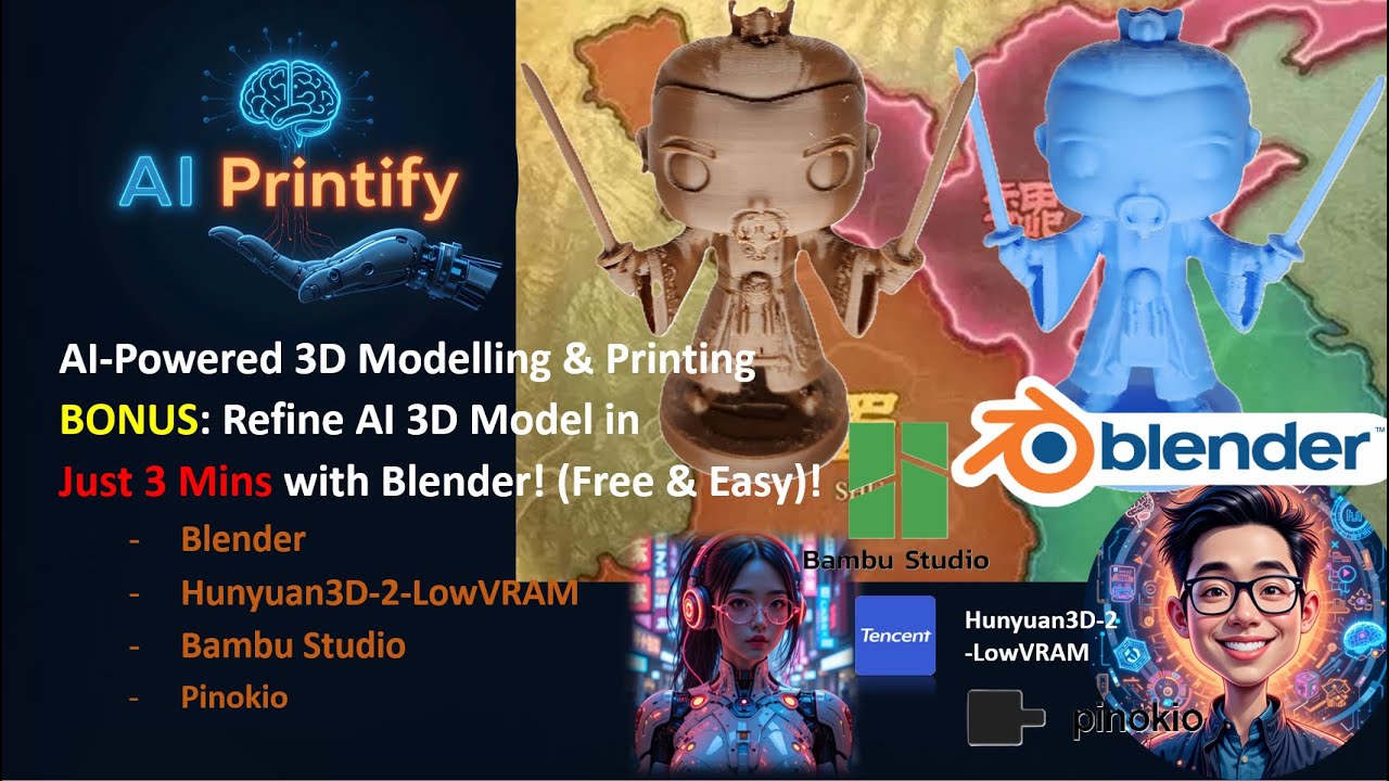 🎬 AI-Powered 3D Printing - BONUS: Refine AI 3D Models in Just 3 Minutes with Blender! (Free & Easy)