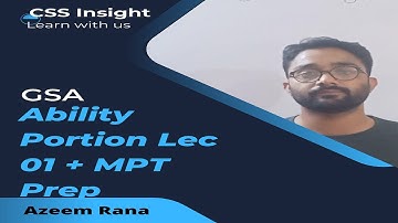 CSS GSA Ability Portion lecture 01 | syllabus | Azeem Rana