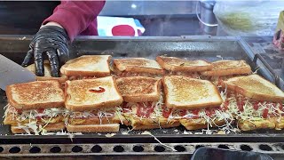 명동역 이른 아침 3시간만 장사하고 사라지는 토스트 달인 트럭 / seoul myeongdong Hamburger Toast Truck / korean street food