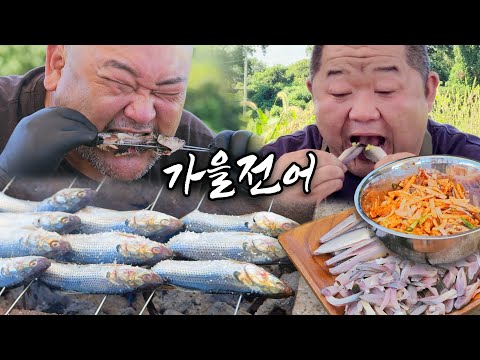 전어 구이 & 전어 회 & 전어 회무침 (Raw & Grilled gizzard shad mukbang, eating show, cooking, asmr)