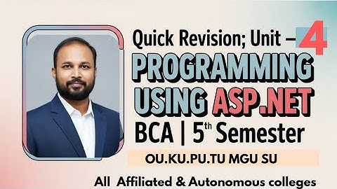 Programming using ASP.NET UNIT 4 Quick Revision Short & Long Imp Questions 2025-26 BCA V 5th Sem OU