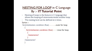 Nesting For-Loop in C Language(Hindi) || Nesting of For Loop with pattern programming