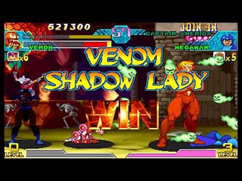 Marvel vs Capcom 1 ( Arcade ) - Shadow Lady / Red Venom Playthrough ( Aug 18, 2018 )