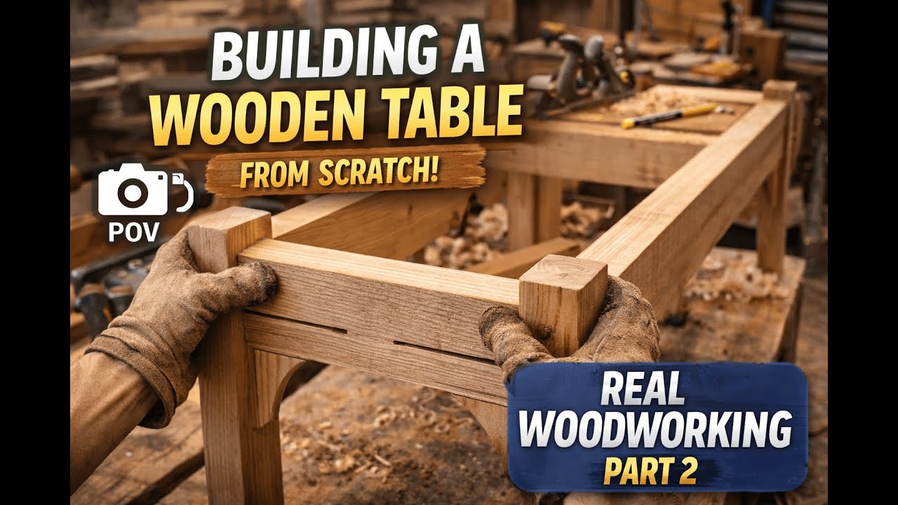 POV: Building a Wooden Table From Scratch |  (51 Min) Real Woodworking - Part 2