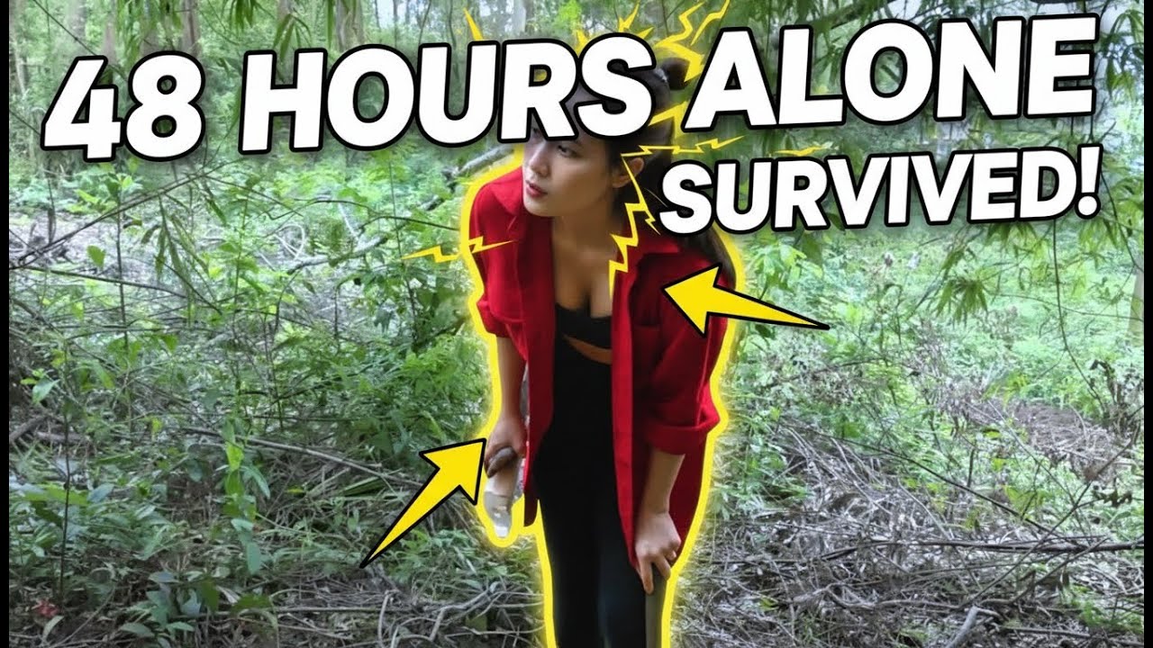 Building a Rainproof Survival Shelter Alone - Complete Girl's Solo Bushcraft Camping Guide