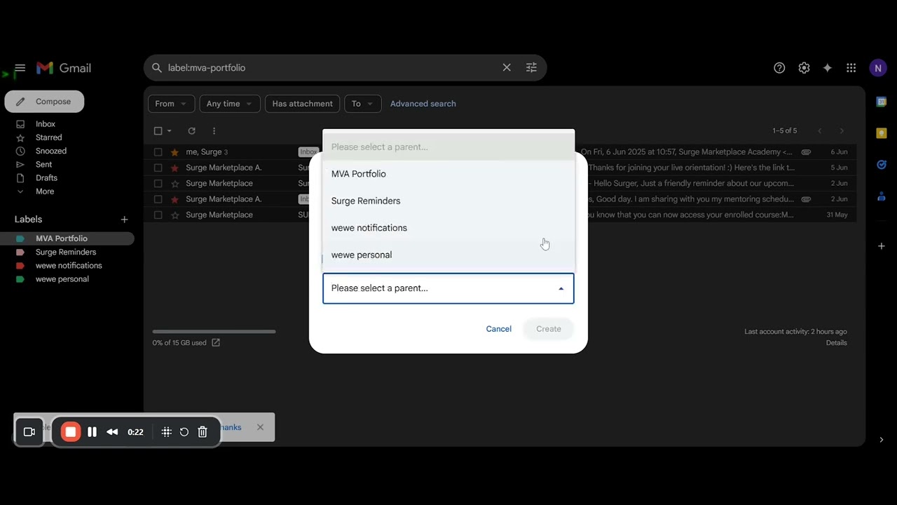 Email management Folder