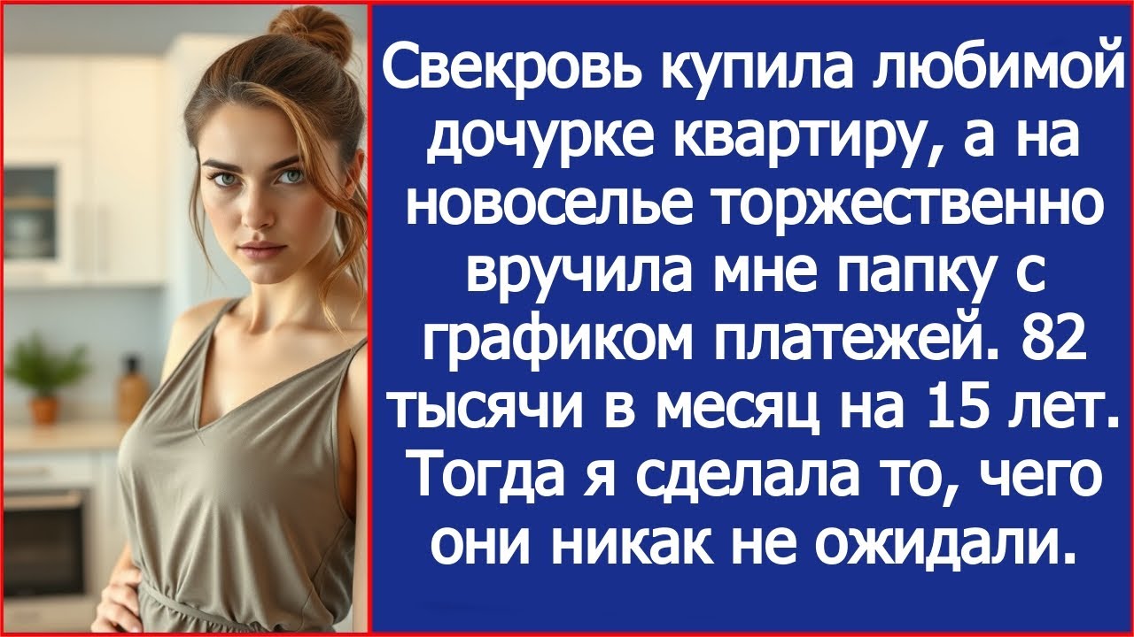 Свекровь купила любимой дочурке квартиру и вручила мне график платежей. 82 тысячи в месяц на 15 лет.