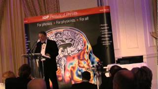 Sir Peter Knight addresses guests at the IOP Awards including Science Minister David Willets