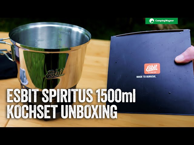 Esbit Spirituskookset Incl. 1500 Ml Pan Roestvrij Staal Deksel Met Dekselophanging Spiritusbrander Vlamregelaar Klapgreep 749248347
