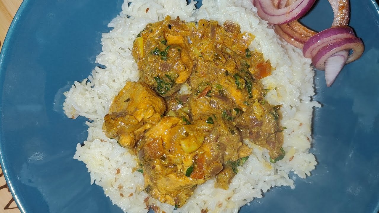 Chicken curry with rice #food #cooking 