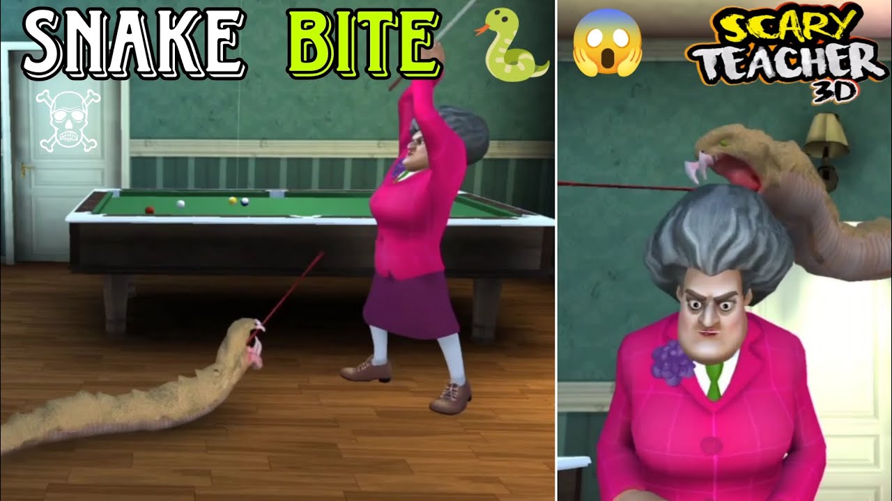 MY SCARY TEACHER GOT BITTEN BY A SNAKE🐍😱 SCARY TEACHER 3D SNAKE IT UP