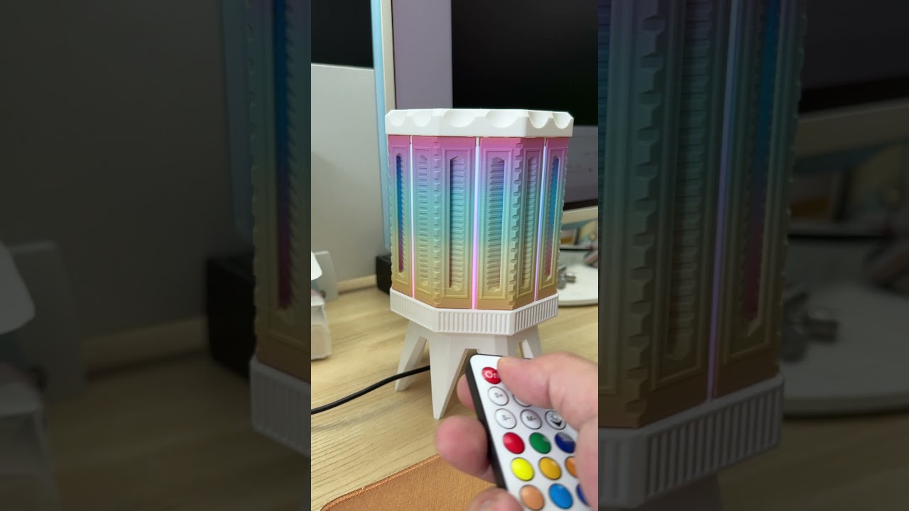 3D printed rainbow-colored mechanical rotating lights with more than 100 lighting modes