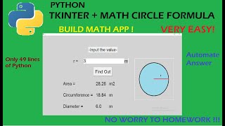 Python tkinter + Math Circle formula (Automate answer)