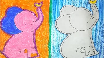 Oil pastel drawing | easy crafting |DIY | step by step | craft ideas | elephant # bruhathijasjvitha