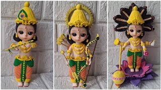 Diy Old Doll Makeover To Shree Krishna Ji🙏Ram Ji🙏Vishnu Ji Making With Super Clayart