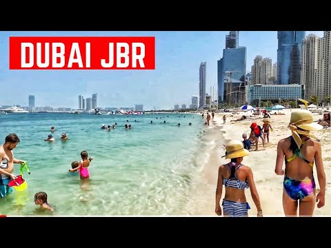 Dubai JBR beach walking tour | 4K 60 fps | Summer Dubai 2021 UAE