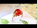 【琥珀10mm・カラーパール3mm】ワイヤーリングの作り方💍✨DIY  amber wire  ring💍✨