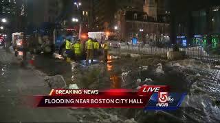 Water floods into downtown Boston