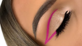 GRAPHIC PINK WINGED EYELINER WITH GLITTER | MAKEUP TUTORIAL