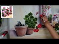 Pintar geranios , paint geraniums one stroke