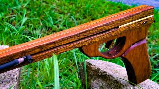 DIY Slingshot Gun - วิธีทำหนังสติ๊กไม้ที่บ้านง่ายๆ | ปืนไรเฟิลหนังสติ๊ก | โฮมเมด