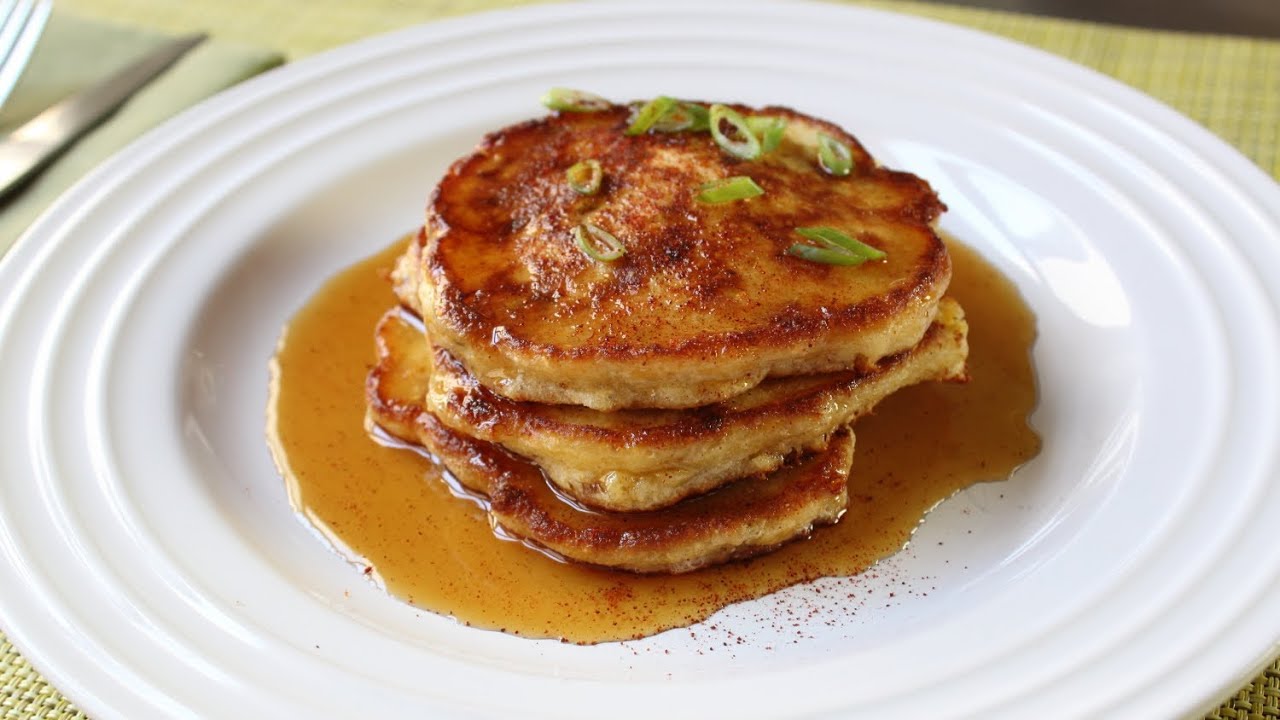 Mancakes - Bacon, Green Onion, & Cheddar Corn Pancakes Recipe - Father