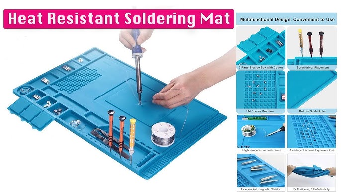 S-180A1 Large Heat Resistant Silicone Soldering Work Mat w/ Magnets