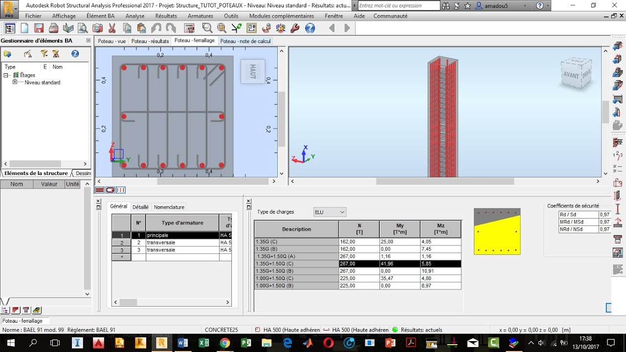 ETUDE d un POTEAU Sur le logiciel ROBOT et Robot EXPERT Sans model 3D Partie2 DIMENSIONNMENT  ET...