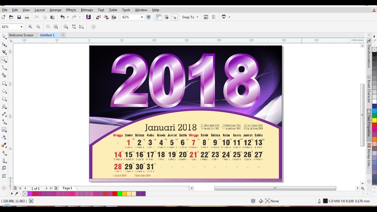 Tutorial membuat  desain  logo  2021 di kalender menggunakan  