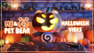 Spooky Pumpkin Carving with Pet Bear 🎃🐻 | Halloween Ambience Music 🎶