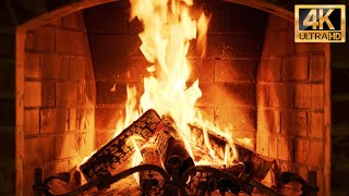 Relaxing Fireplace Sounds 4K (4 HOURS). Crackling Wood in a Cozy Hearth