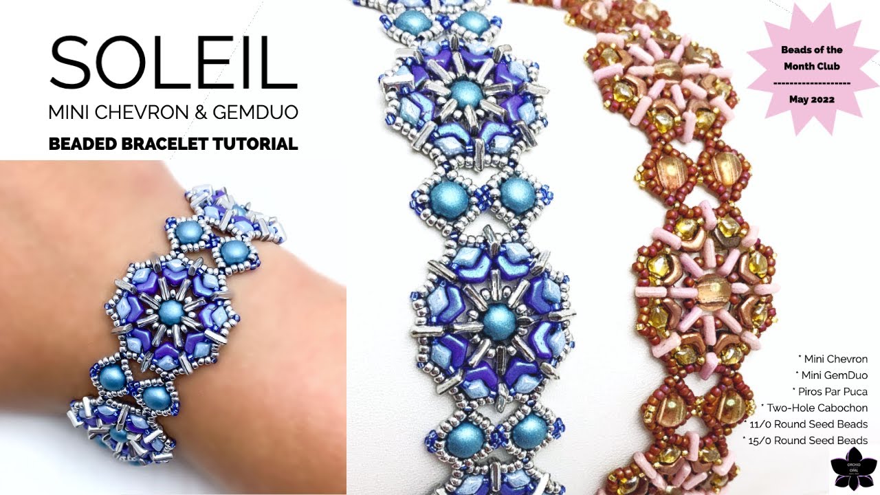 Soleil Beaded Bracelet Tutorial | Mini Chevron & GemDuo - YouTube