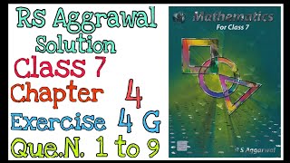 Rs Aggarwal class 7 Exercise 4G Question number 1 to 9 | Rational numbers | MD Sir