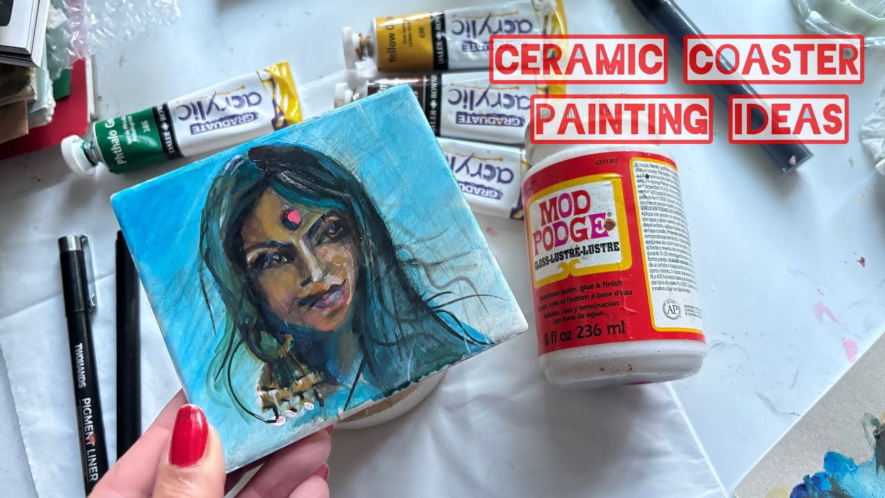 Ceramic Tile Art | DIY Coasters | How to Paint on Ceramic with Acrylics ...
