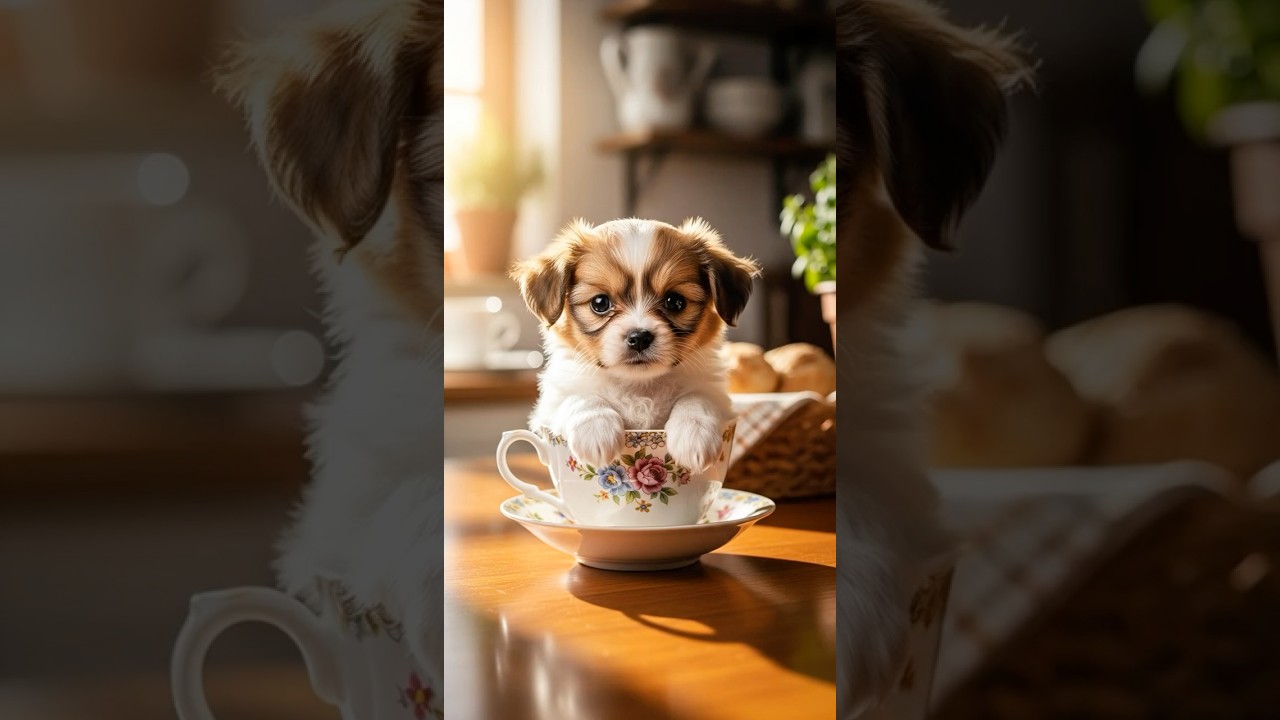 Tiny Teacup Puppy in the Kitchen — The Cutest Morning Surprise ☕🐶💛
