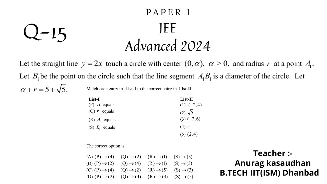 JEE Advanced 2025 Math Paper 1 (Q 15) solution IIT JEE Maths jeeadvanced2024 