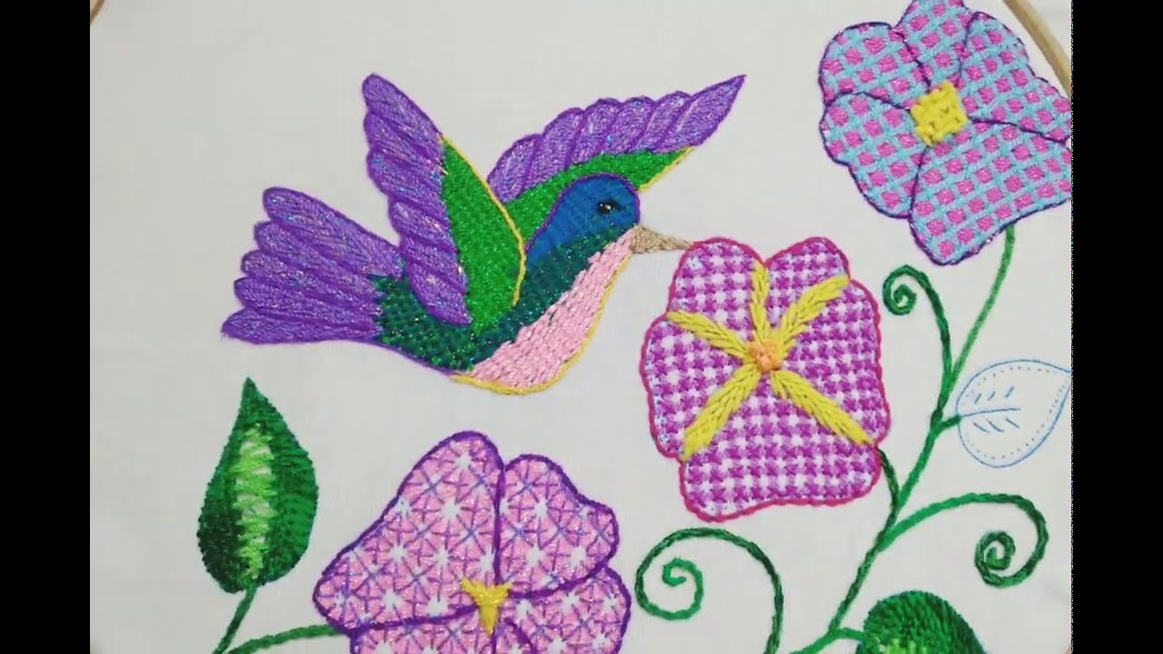 Bordado Colibrí/Bordado a mano paso a paso/ Bordados de Servilletas