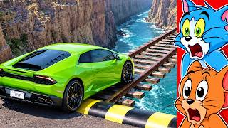 Cars vs Train Tracks Challenge in BeamNG Drive! screenshot 5