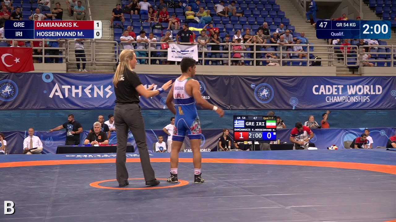 Qual. GR - 54 kg: M. HOSSEINVAND (IRI) df. K. DAMIANAKIS (GRE) by VSU1, 10-1