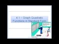 4 1 – Graph Quadratic Functions in Standard Form
