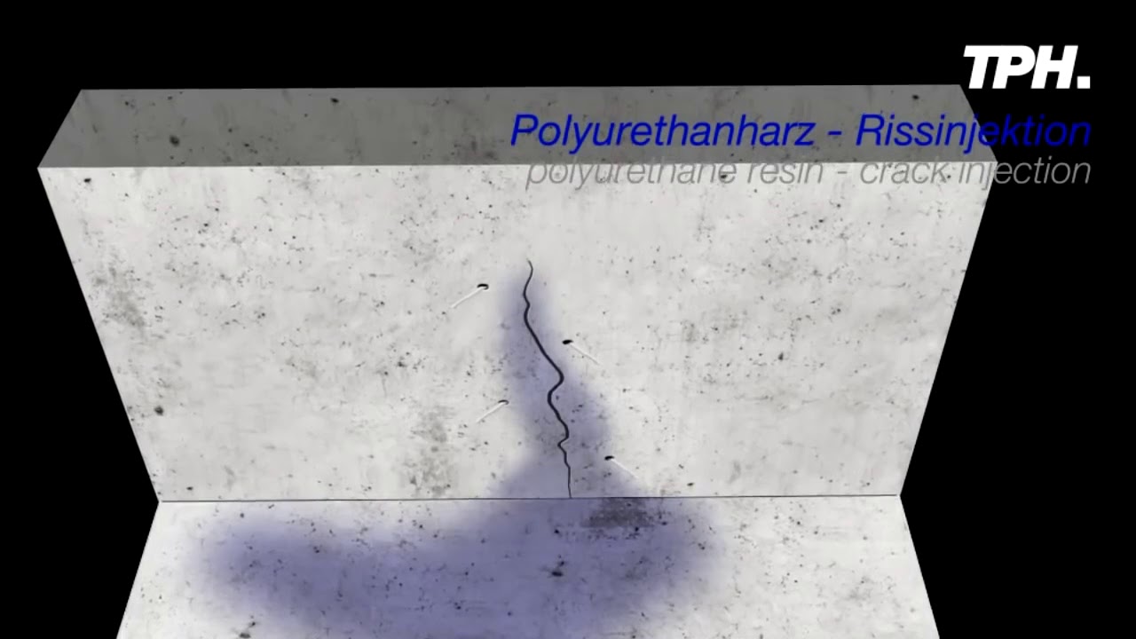 Abdichtende Rissinjektion Risssanierung mit Polyurethanharz - Sealing crack injection PU resin