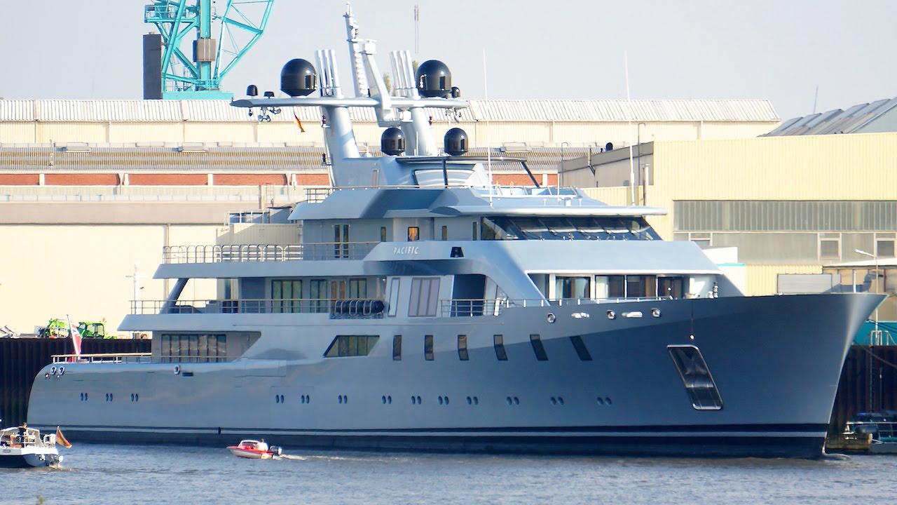 Yacht Pacific at shipyard Lürssen plus Quantum Blue - YouTube