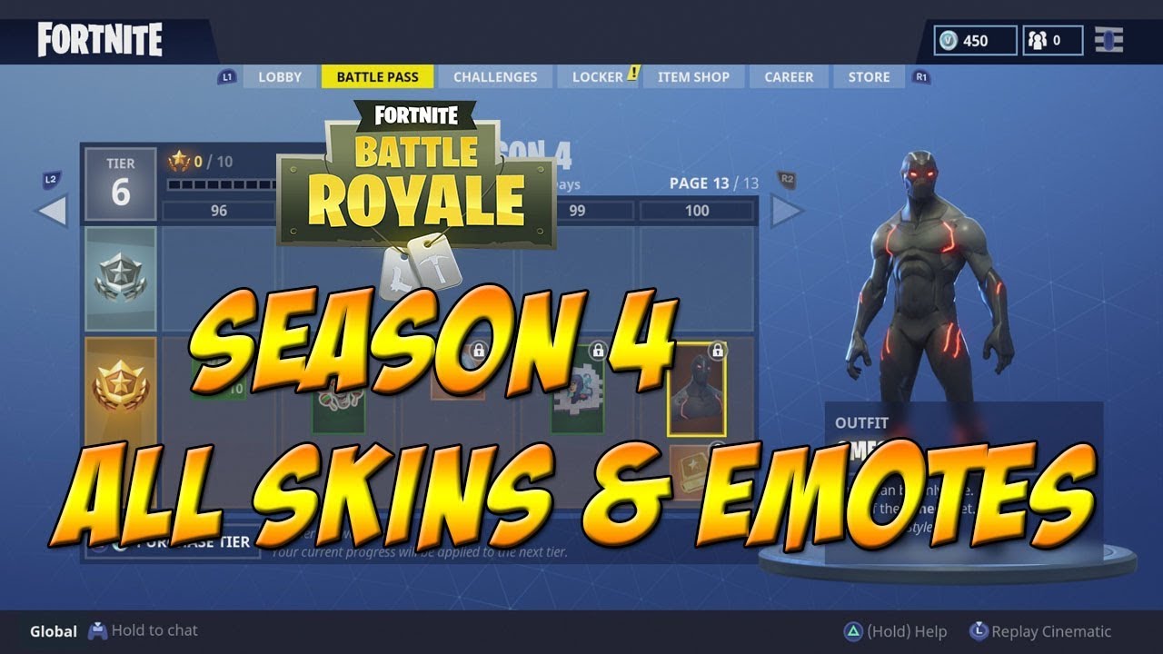 Fortnite Battle Royale Season 4 All Unlockable Skins Emotes - fortnite battle royale season 4 all unlockable skins emotes sprays