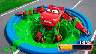 Lightning McQueen TRANSFORMER vs Alien Portal! Who Will Survive? | BeamNG.drive | Pixar Cars screenshot 3