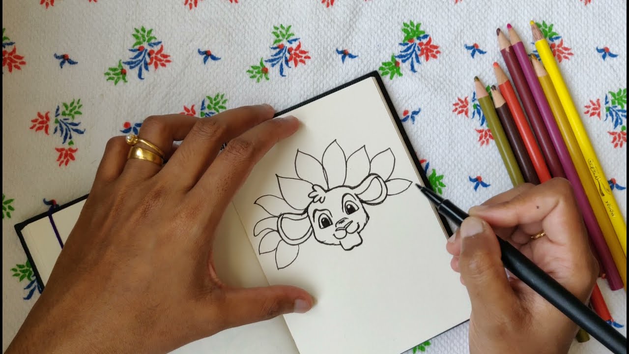 Simba doodle art drawing! Day #62 Drawing! How to draw! How to fill your sketch book!