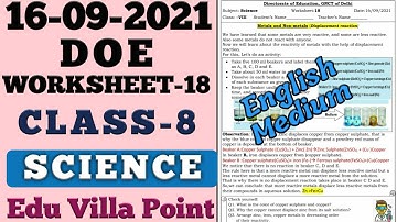 Class 8 Science Worksheet 18(16/09/2021) English Medium| Class 8 Science  | Edu Villa Point